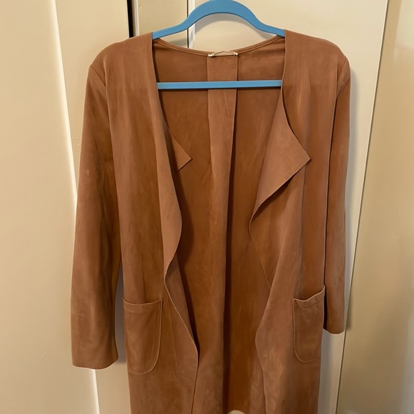 Hummingbird Jackets & Blazers - Suede camel tie waist coat